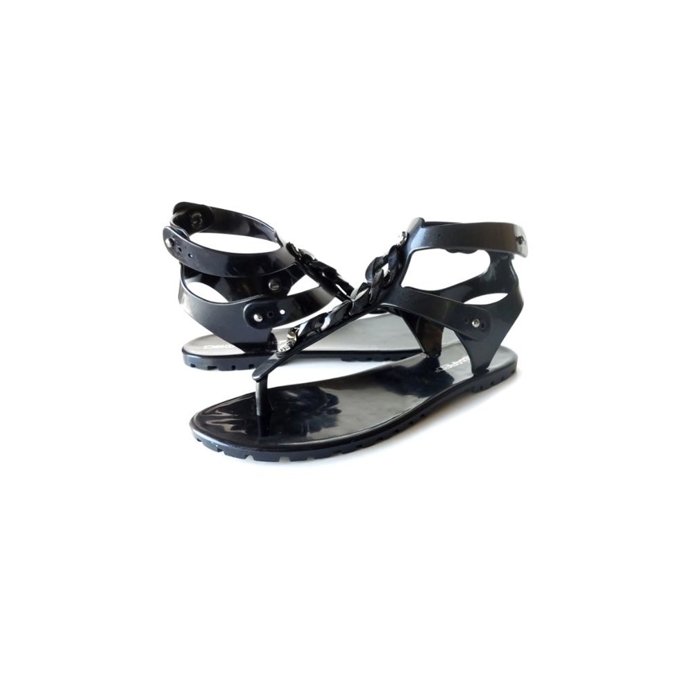 DSQUARED2 Shoes Womens Size 8.5 Black Jelly Flat Sandals